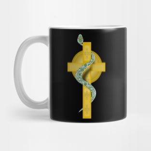 Green- Alchemical Crucified Serpent on Cross Mug